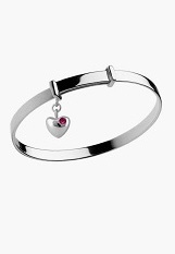 nice petite silver heart charm July birthstone baby bracelet